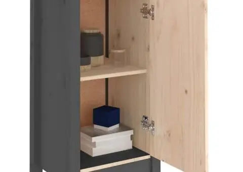 Servante, 2 buc., gri, 39x35x80 cm, lemn masiv de pin - 2/2