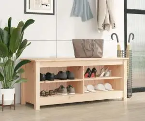 vidaXL Bancă pentru pantofi, 110x38x45,5 cm, lemn masiv de pin