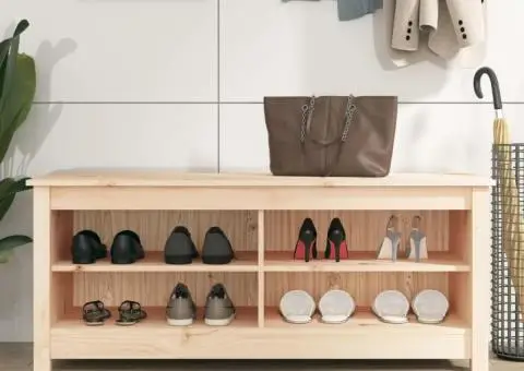 Bancă pentru pantofi, 110x38x45,5 cm, lemn masiv de pin - 5/5