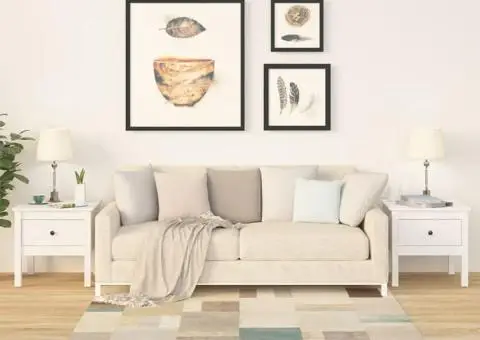 Mese laterale, 2 buc., alb, 50x50x49 cm, lemn masiv de pin - 1/5