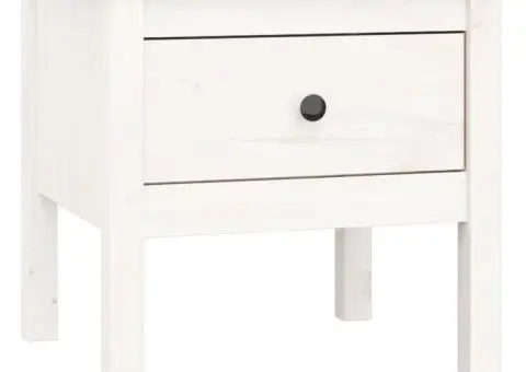 Mese laterale, 2 buc., alb, 50x50x49 cm, lemn masiv de pin - 3/5