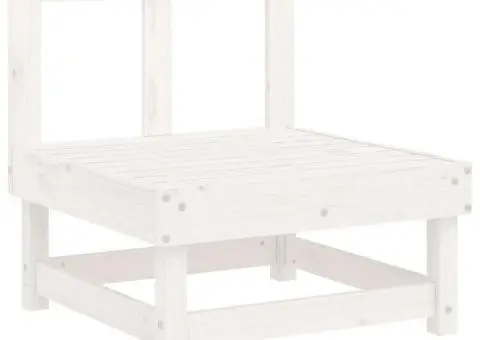 Canapea de mijloc cu perne, alb, lemn masiv de pin - 4/5