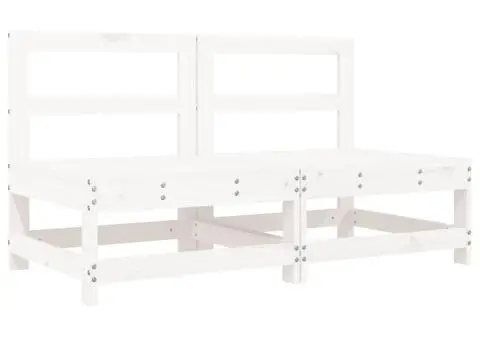 Canapele de mijloc cu perne, 2 buc., alb, lemn masiv de pin - 3/5