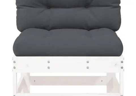 Canapele de mijloc cu perne, 2 buc., alb, lemn masiv de pin - 5/5