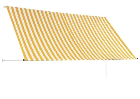 Copertină retractabilă, galben și alb, 300 x 150 cm - 4/5