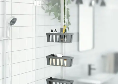 Raft suspendat pentru duș 30x15x(67-105) cm aluminiu - 1/5