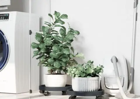 Cărucioare pentru plante cu roți 2 buc. gri diametru 34cm 35kg - 1/5