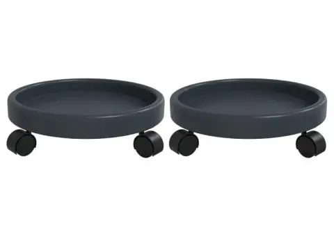 Cărucioare pentru plante cu roți 2 buc. gri diametru 34cm 35kg - 2/5