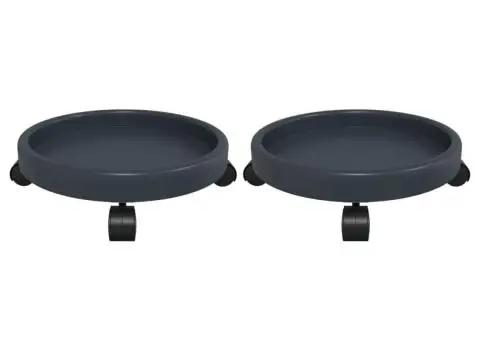 Cărucioare pentru plante cu roți 2 buc. gri diametru 34cm 35kg - 3/5