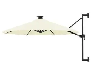 vidaXL Umbrelă de soare montată pe perete cu LED-uri, nisipiu, 300 cm
