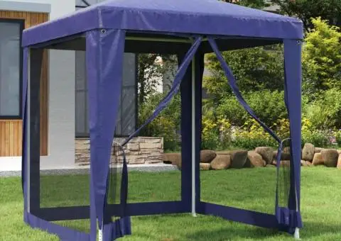 Cort de petrecere cu 4 pereți din plasă, albastru, 2x2 m, HDPE - 1/5