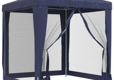 Cort de petrecere cu 4 pereți din plasă, albastru, 2x2 m, HDPE - 2/5