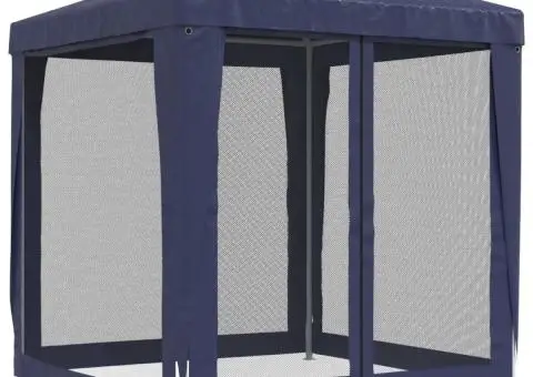 Cort de petrecere cu 4 pereți din plasă, albastru, 2x2 m, HDPE - 5/5