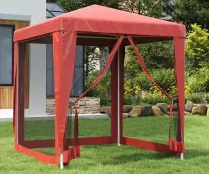 vidaXL Cort de petrecere cu 4 pereți din plasă, roșu, 2x2 m, HDPE