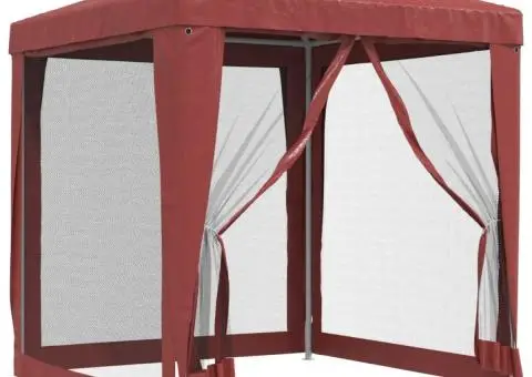 Cort de petrecere cu 4 pereți din plasă, roșu, 2x2 m, HDPE - 2/5