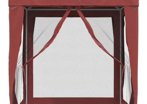 Cort de petrecere cu 4 pereți din plasă, roșu, 2x2 m, HDPE - 3/5