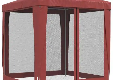 Cort de petrecere cu 4 pereți din plasă, roșu, 2x2 m, HDPE - 5/5