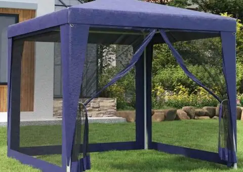 Cort de petrecere, 4 pereți de plasă, albastru, 2,5x2,5 m, HDPE - 1/5