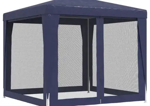 Cort de petrecere, 4 pereți de plasă, albastru, 2,5x2,5 m, HDPE - 5/5