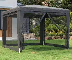 vidaXL Cort de petrecere cu 4 pereți din plasă, antracit, 3x3 m, HDPE
