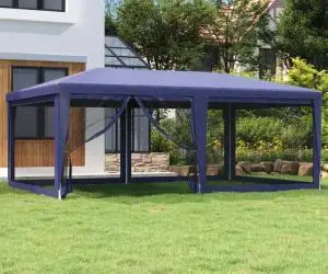 vidaXL Cort de petrecere cu 6 pereți din plasă, albastru, 6x4 m, HDPE