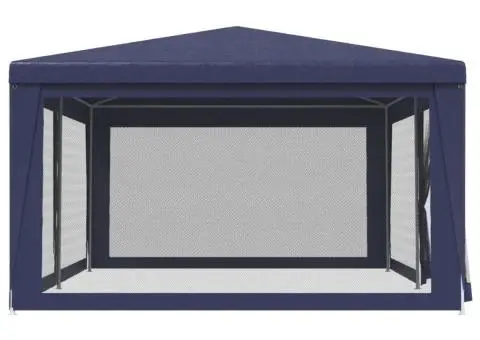 Cort de petrecere cu 6 pereți din plasă, albastru, 6x4 m, HDPE - 4/5
