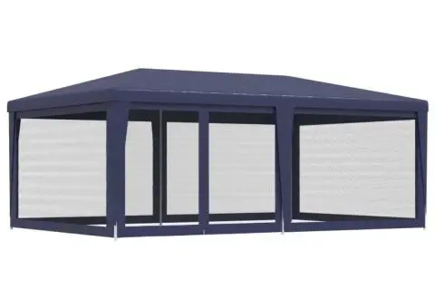 Cort de petrecere cu 6 pereți din plasă, albastru, 6x4 m, HDPE - 5/5