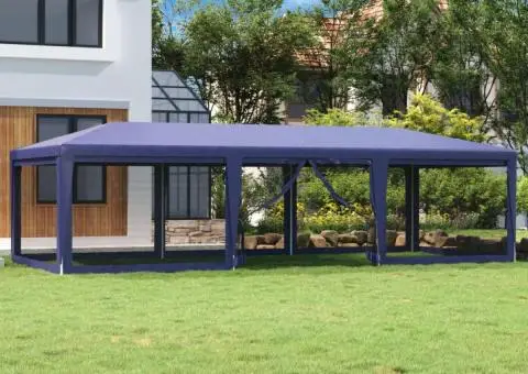 Cort de petrecere cu 8 pereți din plasă, albastru, 9x4 m, HDPE - 1/5