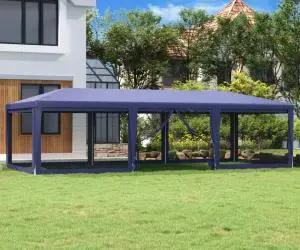 vidaXL Cort de petrecere cu 8 pereți din plasă, albastru, 9x4 m, HDPE