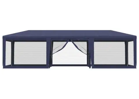 Cort de petrecere cu 8 pereți din plasă, albastru, 9x4 m, HDPE - 3/5