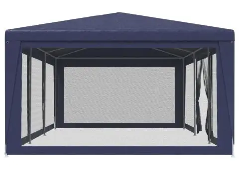 Cort de petrecere cu 8 pereți din plasă, albastru, 9x4 m, HDPE - 4/5