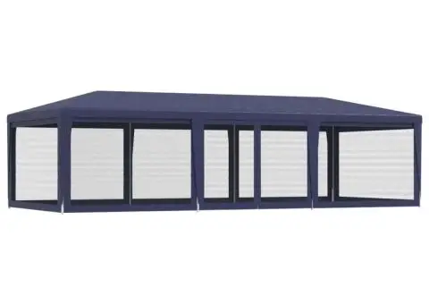 Cort de petrecere cu 8 pereți din plasă, albastru, 9x4 m, HDPE - 5/5