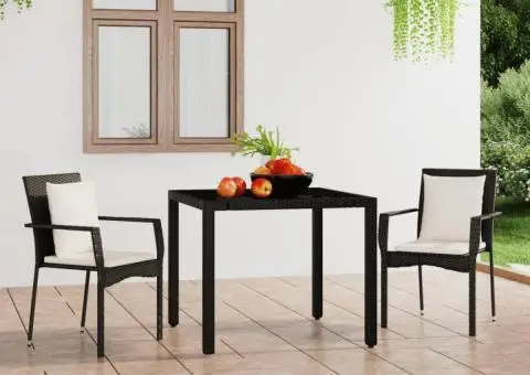 Scaune de grădină cu perne, 2 buc., negru, poliratan - 1/5