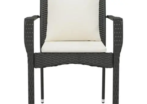 Scaune de grădină cu perne, 2 buc., negru, poliratan - 5/5