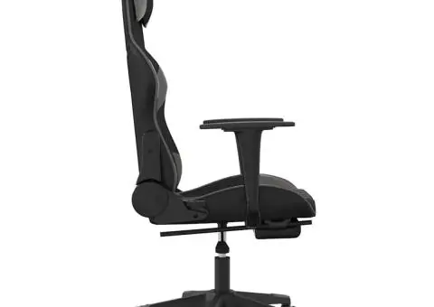 Scaun de gaming cu masaj/suport picioare, negru/gri, piele eco - 5/5