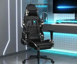 vidaXL Scaun de gaming masaj/suport picioare negru/Camuflaj piele eco