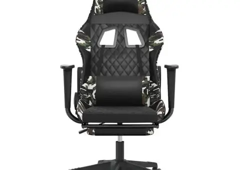 Scaun de gaming masaj/suport picioare negru/Camuflaj piele eco - 4/5