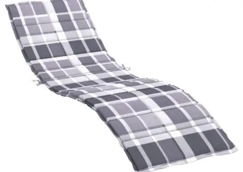 Pernă de șezlong, gri carouri, 200x70x3 cm, textil Oxford - 2/5