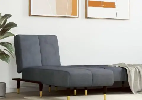 Șezlong, gri închis, catifea - 1/5