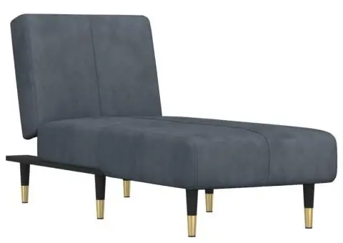Șezlong, gri închis, catifea - 2/5