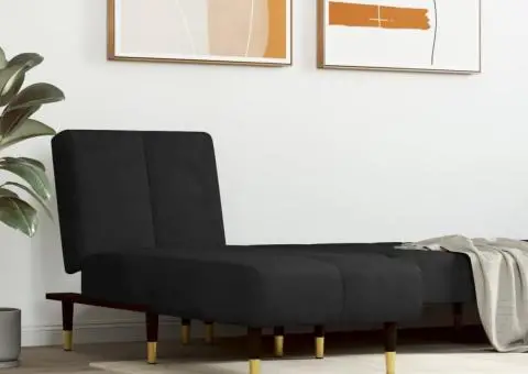 Șezlong, negru, catifea - 1/5