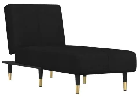Șezlong, negru, catifea - 2/5
