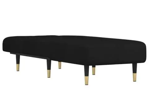 Șezlong, negru, catifea - 3/5