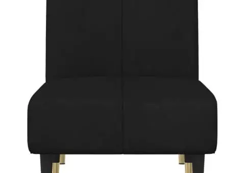 Șezlong, negru, catifea - 4/5