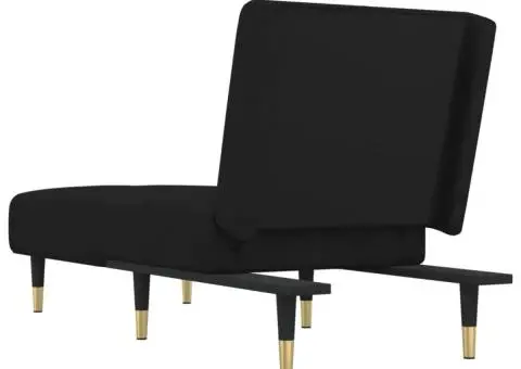 Șezlong, negru, catifea - 5/5