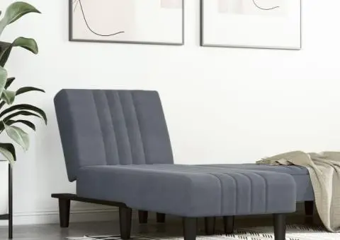 Șezlong, gri închis, catifea - 1/5