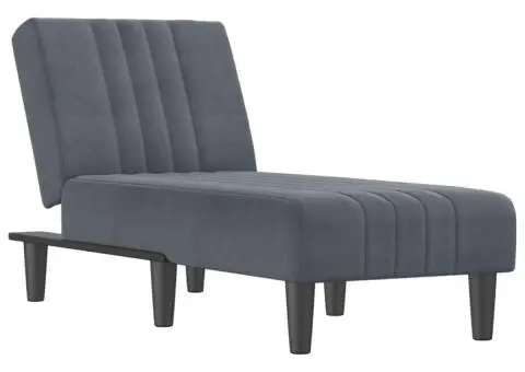 Șezlong, gri închis, catifea - 2/5