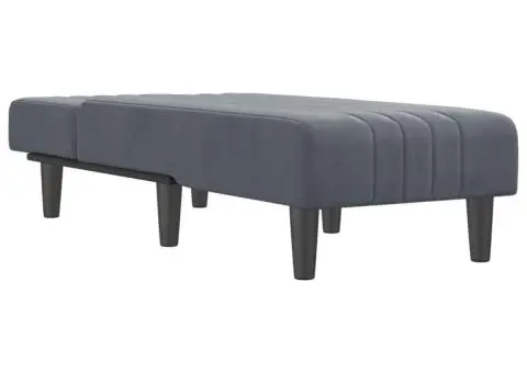 Șezlong, gri închis, catifea - 3/5