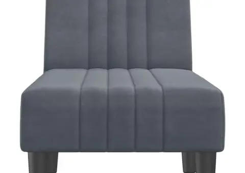 Șezlong, gri închis, catifea - 4/5