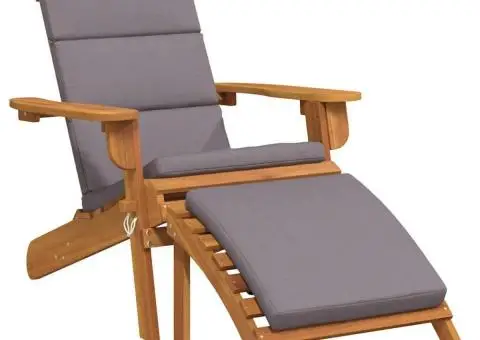 Scaun de grădină Adirondack & suport picioare lemn masiv acacia - 2/5